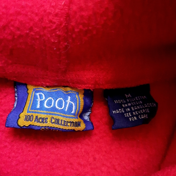 Vintage Disney Winnie the Pooh 100 Acre Wood Collection Red Fleece Hoodie M - Picture 4 of 6
